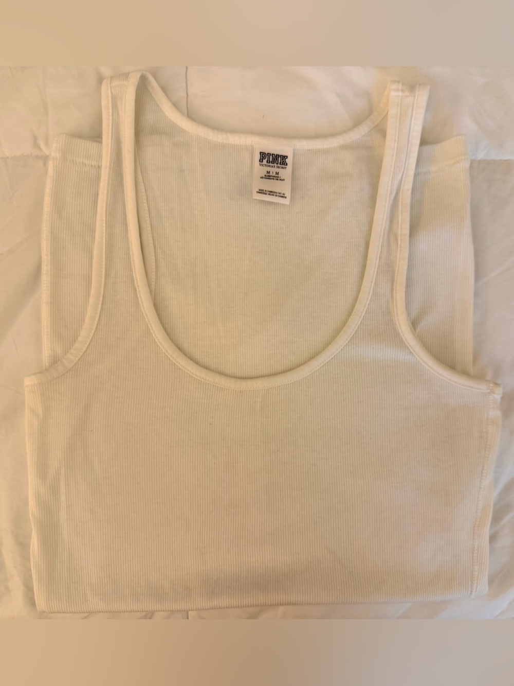 Victoria’s Secret Pink Ribbed Scoop Neck Basic Tank Top Sleepwear Med